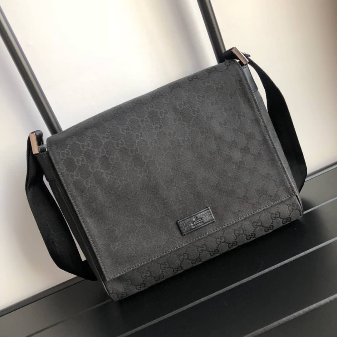 Gucci GG Canvas Messenger Bag Replica Black 146236 - DEEPREPS