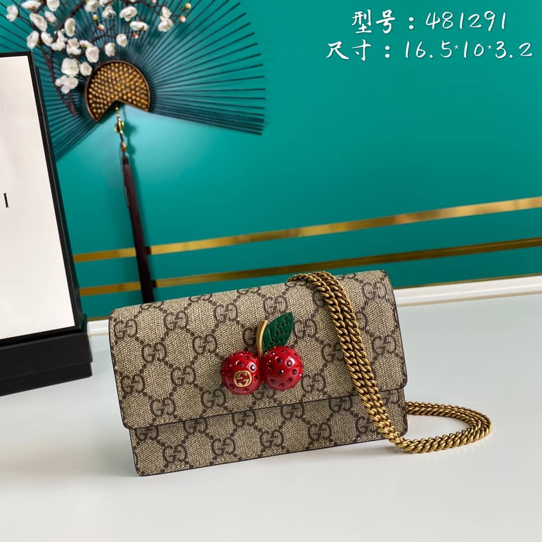 Gucci Supreme GG Mini Bag With Cherries Replica 481291 - DEEPREPS