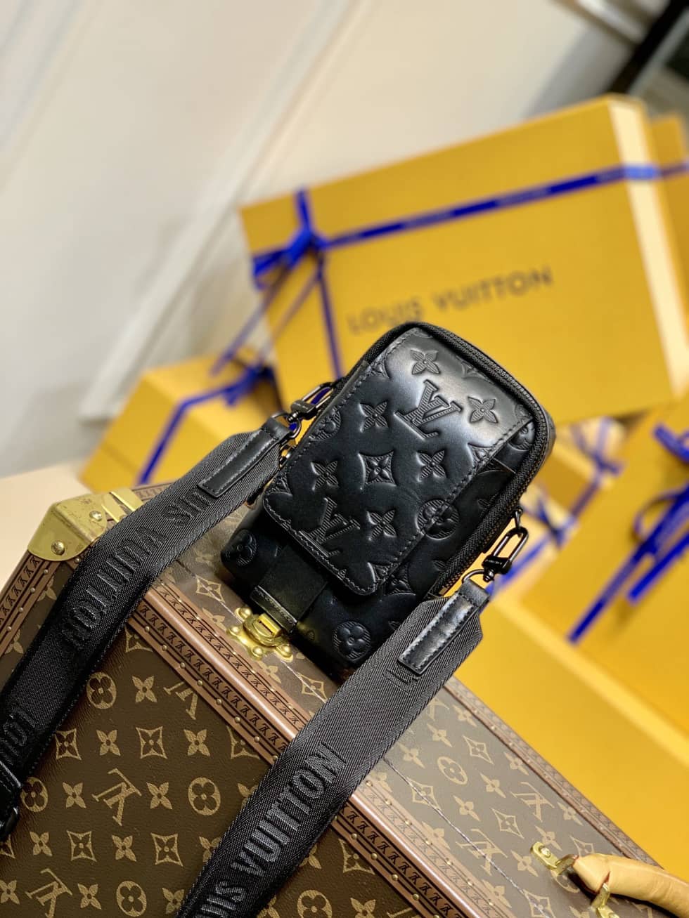 Louis Vuitton x Nigo Flap Double Pouch Black M81005 Replica Phone Bag - DEEPREPS