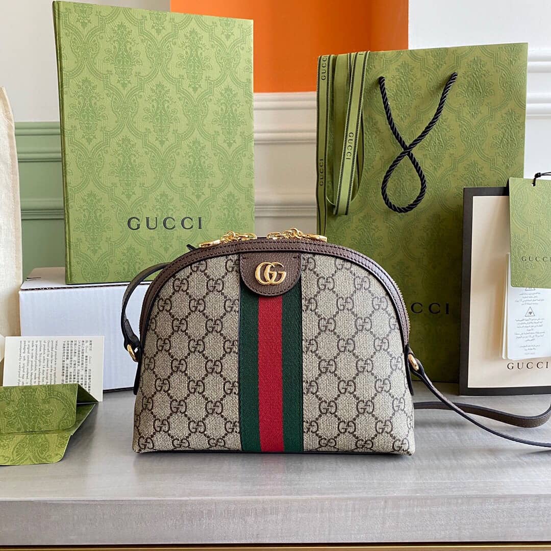 Gucci GG Supreme Ophidia Small Rounded Top Shoulder Bag Replica Brown 499621 - DEEPREPS
