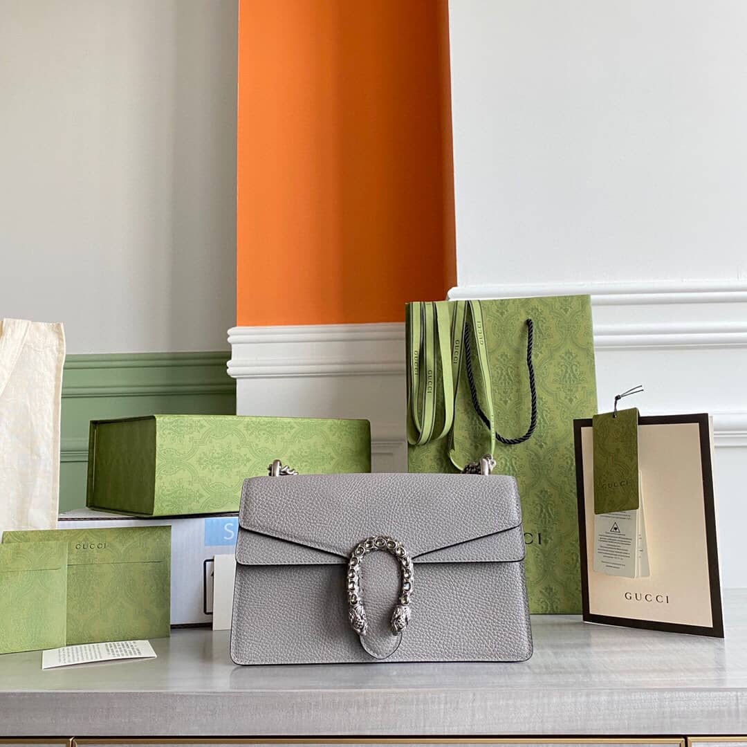 Gucci Dionysus Dupe GG Supreme Dionysus Chain Replica Shoulder Bag Gray 400249 - DEEPREPS