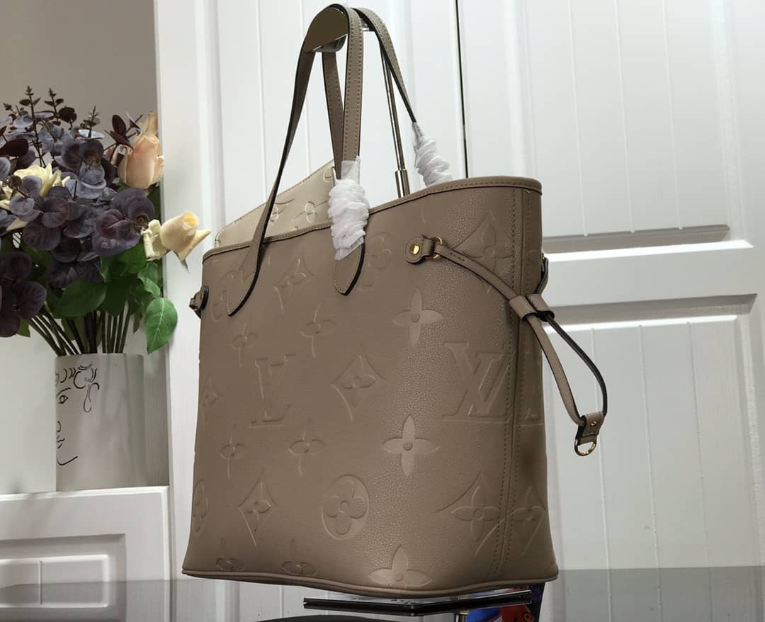 Louis Vuitton Neverfull MM Monogram Empreinte Tourterelle Bag Replica Gray M45686 - DEEPREPS