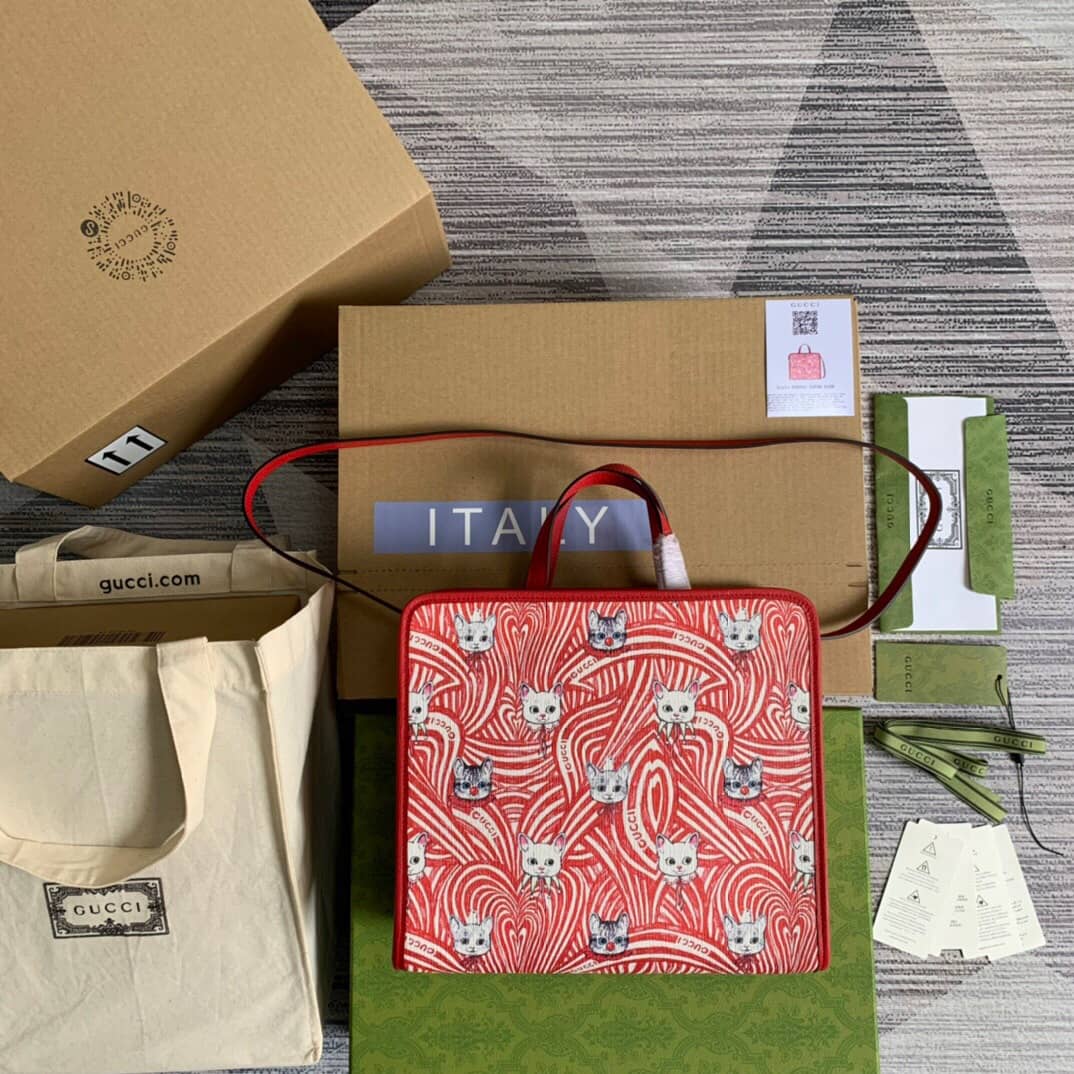 Gucci Supreme Canvas Children Yuko Higuchi Tote Replica Red 630542 - DEEPREPS