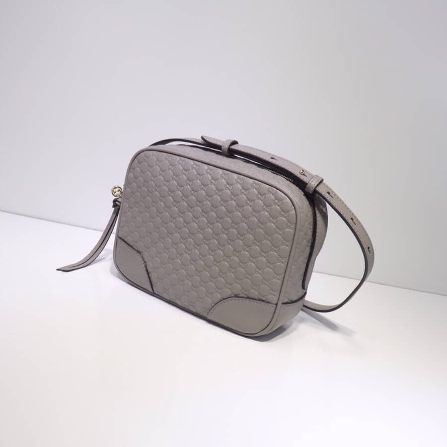 Gucci Bree Guccissima GG Leather Canvas Camera Bag Replica Gray 449413 - DEEPREPS