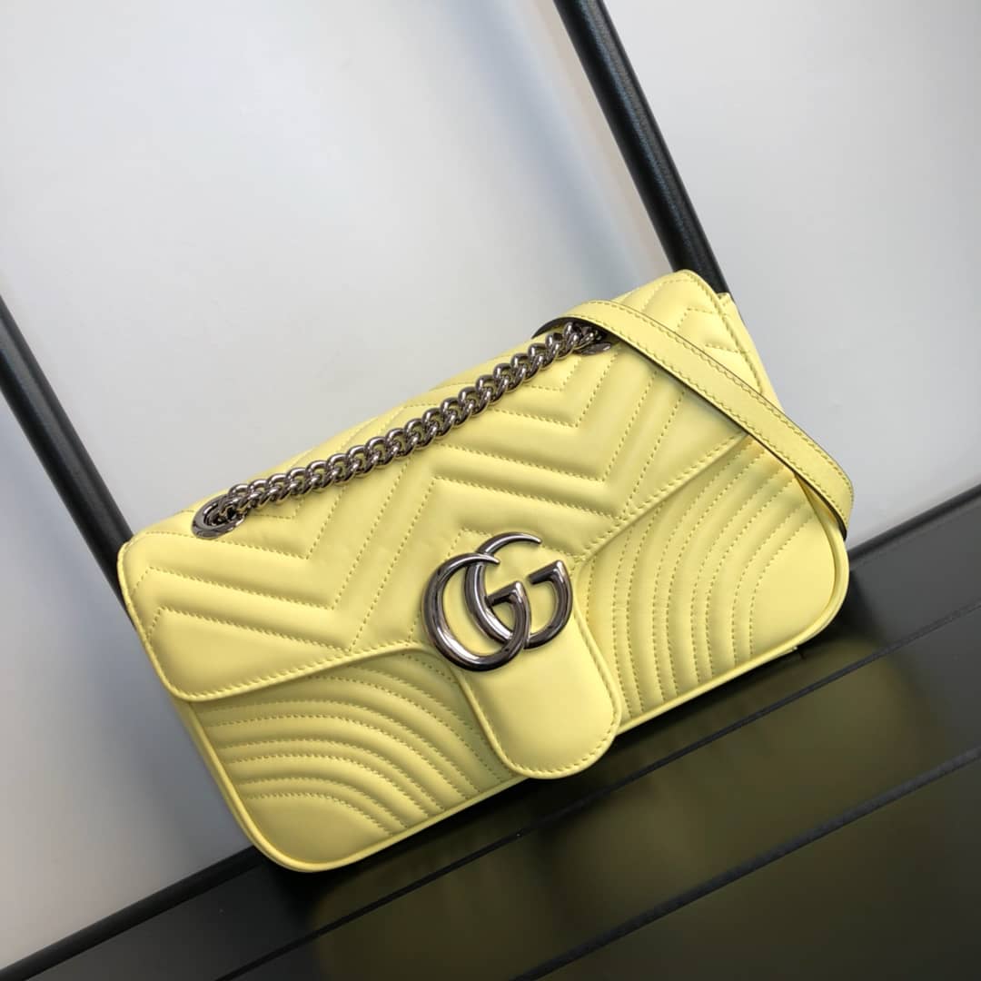 Gucci GG Marmont Matelasse Shoulder Bag Replica Yellow 443497 - DEEPREPS