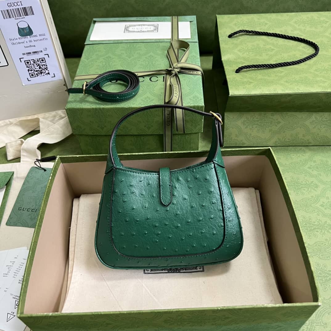 Gucci Jackie 1961 Ostrich Mini Hobo 637091 Replica Shoulder Bag - DEEPREPS