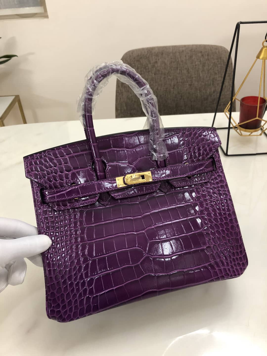 Hermes Birkin 25CM Crocodile Shiny Replica Bag - DEEPREPS