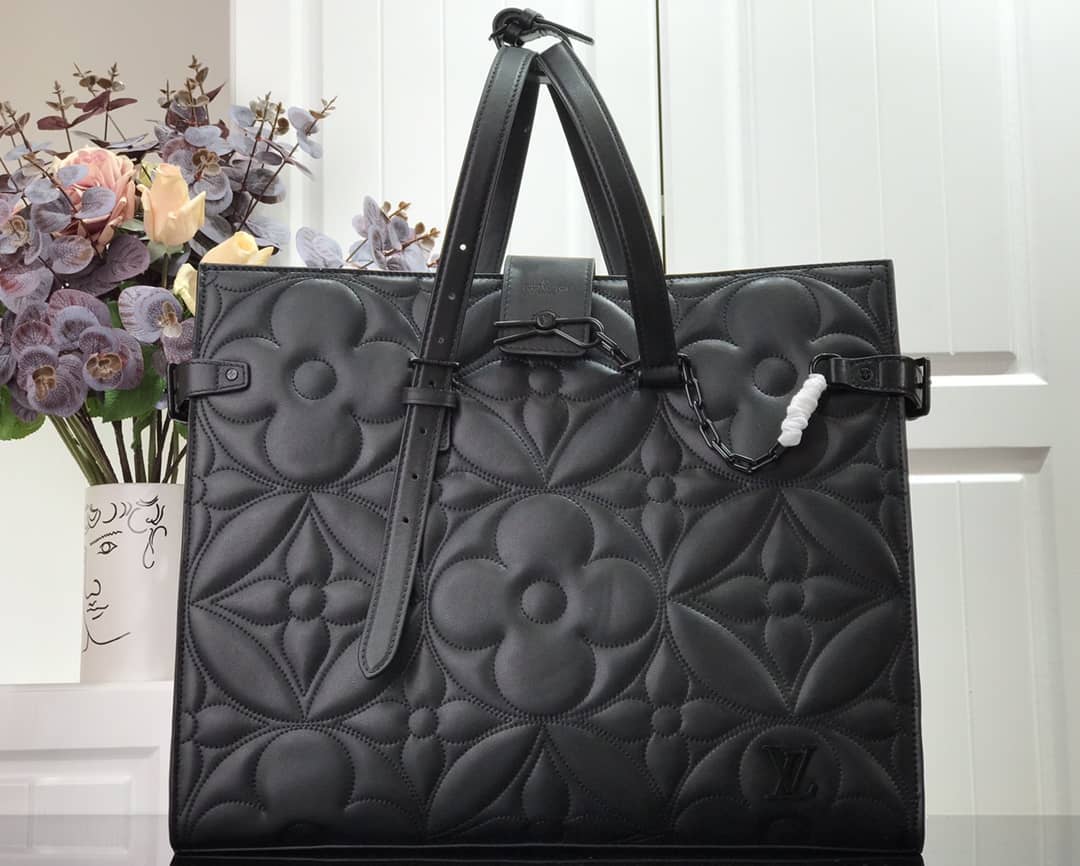 Luxury Mens Leather Logo Chain Tote - DEEPREPS