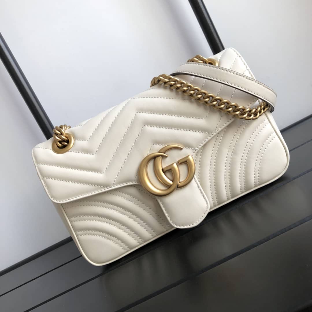Gucci GG Marmont Matelasse Shoulder Bag Replica White 443497 - DEEPREPS