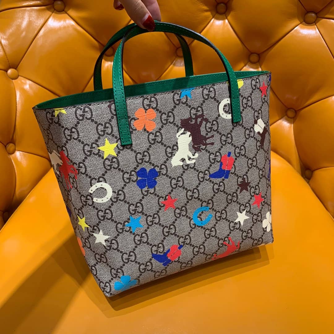 Gucci Children GG Supreme Canvas Replica Tote Gray 410812 - DEEPREPS