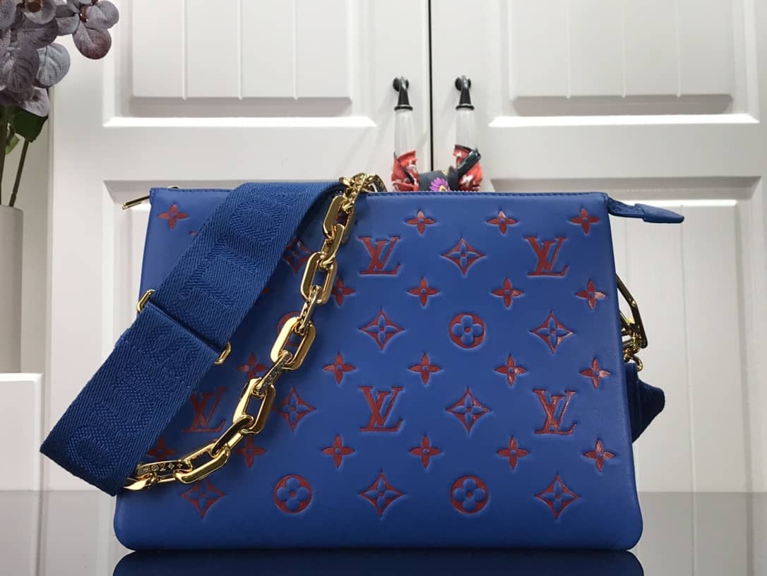 Louis Vuitton Embossed Lambskin Coussin PM Replica Bag Blue M58628 - DEEPREPS