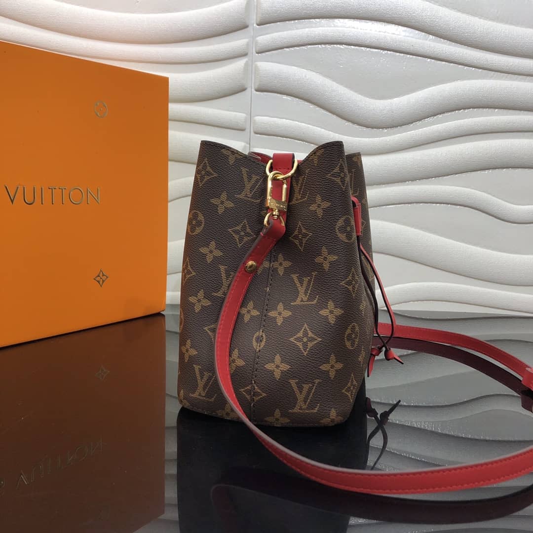 Louis Vuitton Noe Monogram Canvas Replica Bucket Bag Red - DEEPREPS