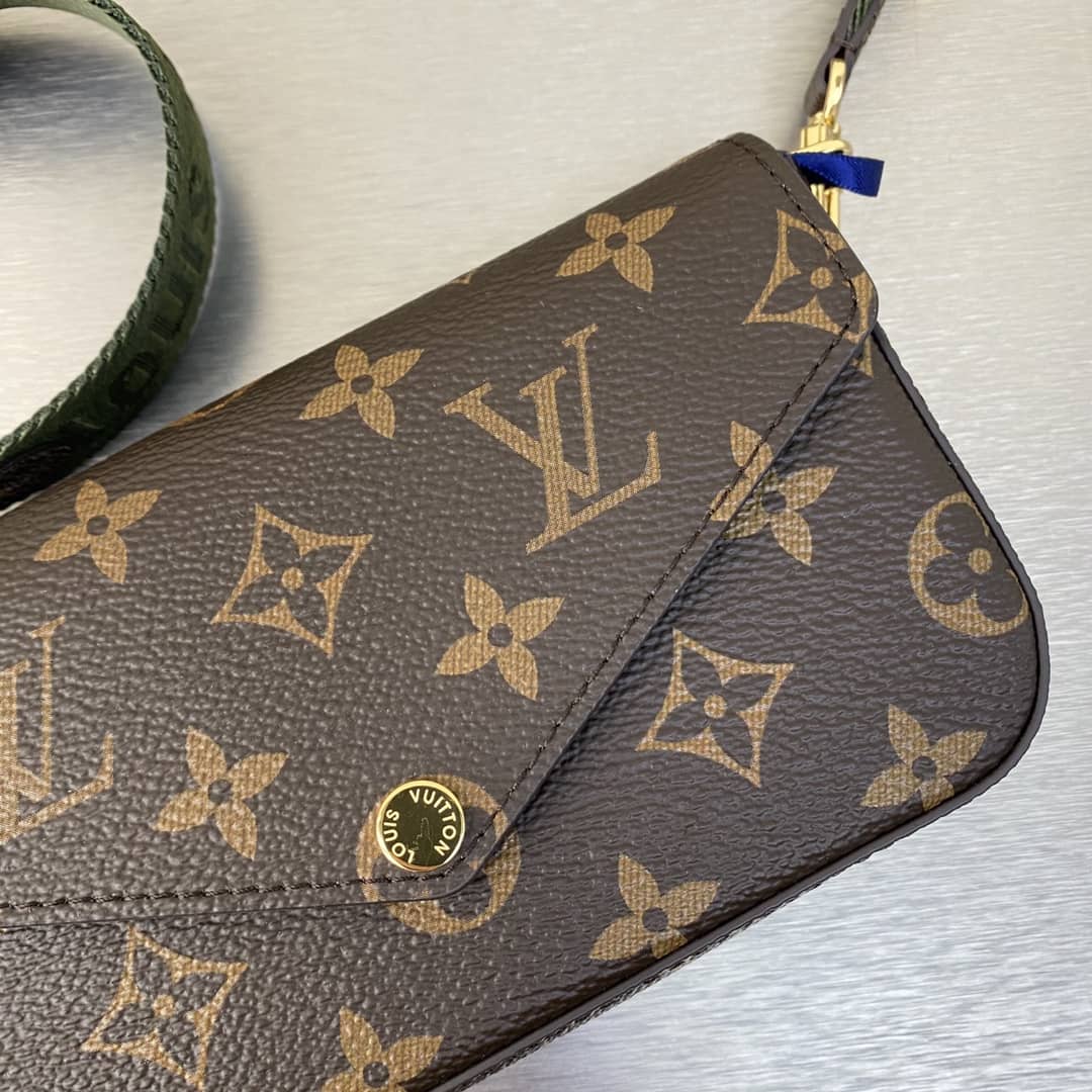 Louis Vuitton Pochette Felicie Monogram Canvas Replica Green Strap M80091 - DEEPREPS