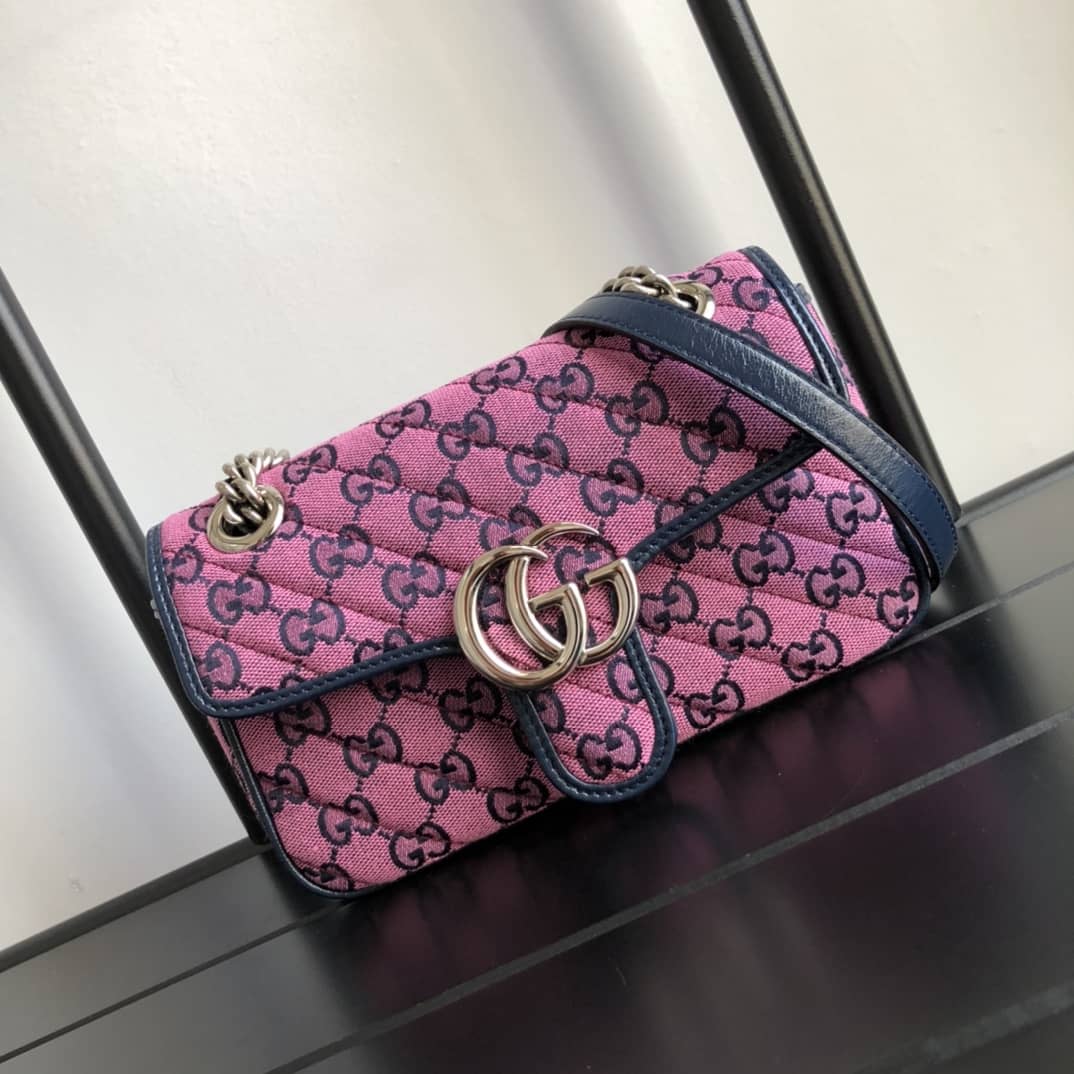 Gucci GG Marmont Mini Matelasse Shoulder Bag Replica Pink 446744 - DEEPREPS