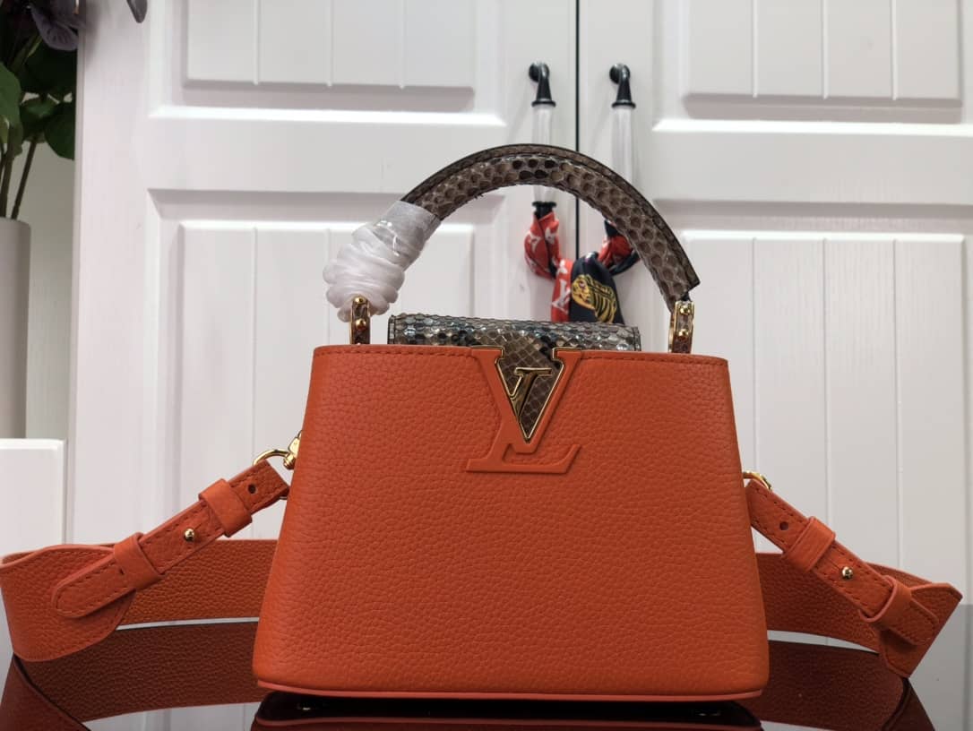 Louis Vuitton Capucines Embroidery Replica Bag Orange M48865 - DEEPREPS