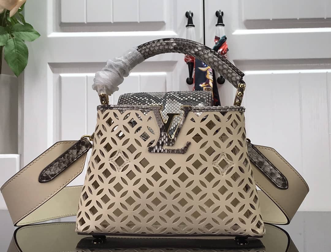 Louis Vuitton Capucines BB Cutout Leather Bag Replica Apricot M57228 - DEEPREPS