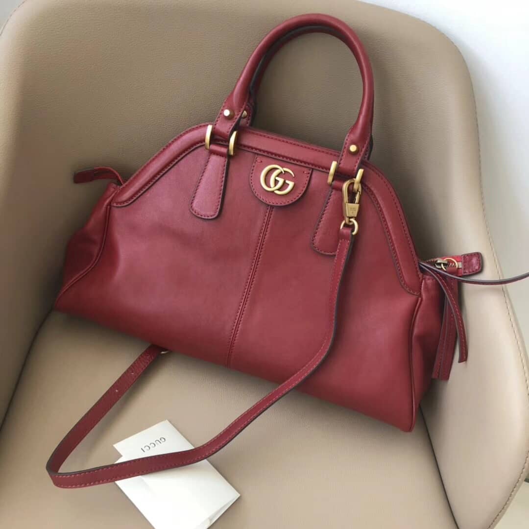 Gucci ReBelle Medium Top Handle Bag Replica Red 516459 - DEEPREPS