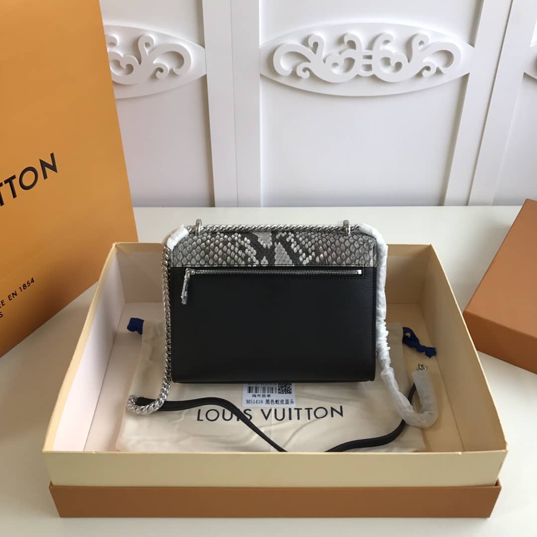Louis Vuitton MyLockMe BB Calf Chain Replica Shoulder Bag Black Beige M51418 - DEEPREPS