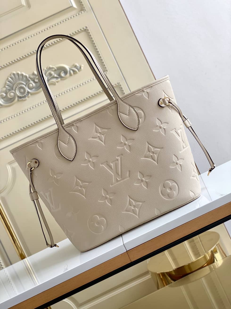 Louis Vuitton Monogram Empreinte Neverfull MM White M45684 Replica Tote - DEEPREPS