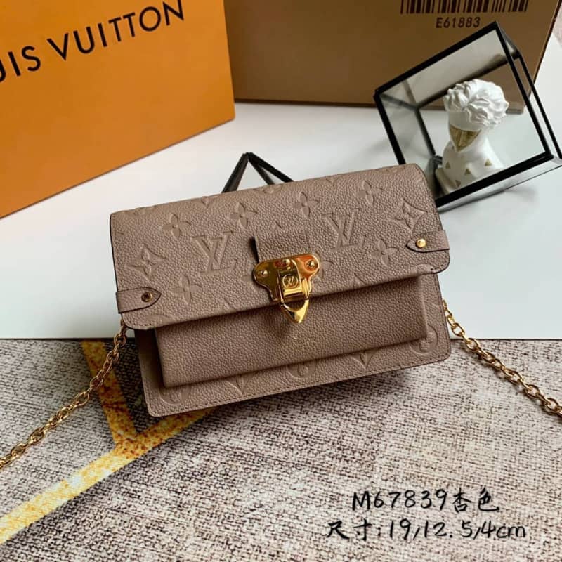Louis Vuitton Monogram Empreinte Vavin Chain Long Wallet Replica Apricot M67839 - DEEPREPS