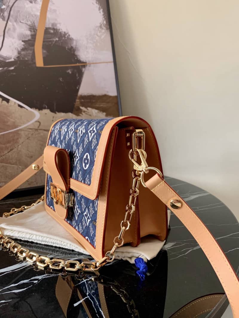 Louis Vuitton Since 1854 Jacquard Pattern Dauphine MM Replica Shoulder Bag Blue M57211 - DEEPREPS