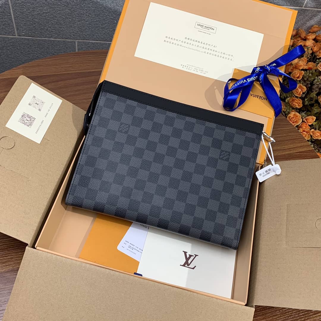 Louis Vuitton Pochette Voyage MM Damier Coated Canvas Clutch Replica N41696 - DEEPREPS