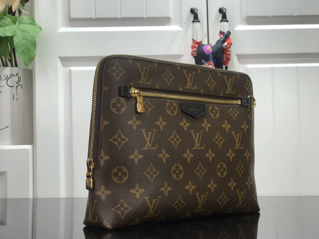 Louis Vuitton Monogram Eclipse Canvas Replica Pouch Brown M60417 - DEEPREPS