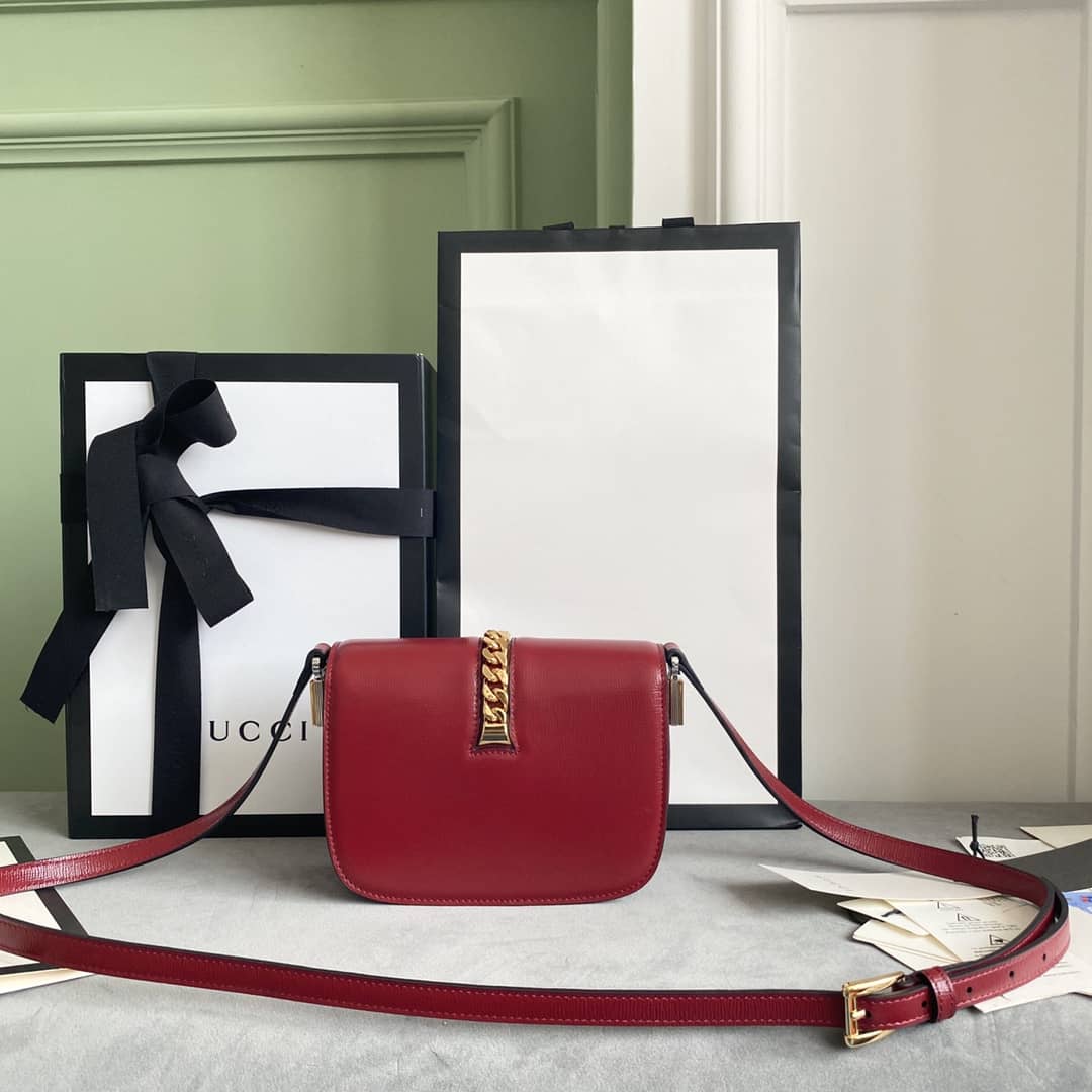 Gucci Ladies Mini Sylvie Shoulder Bag Replica Red 615965 - DEEPREPS