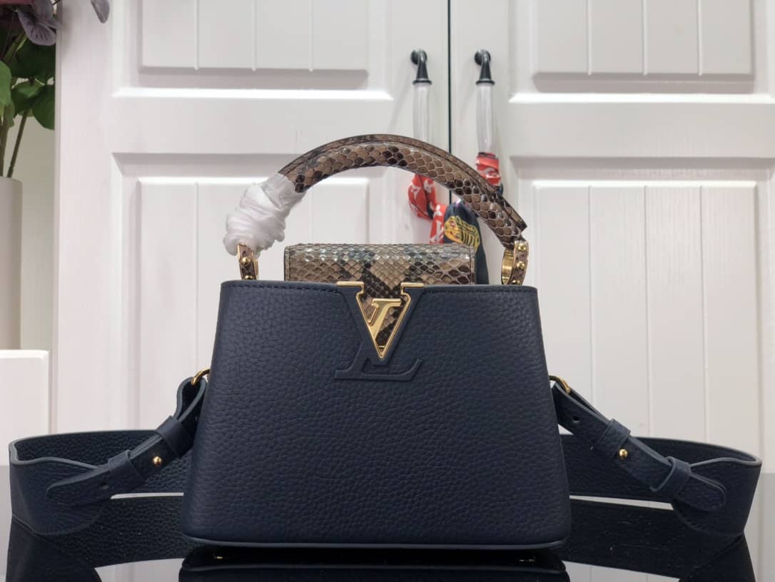 Louis Vuitton Capucines Embroidery Replica Bag Blue M48865 - DEEPREPS