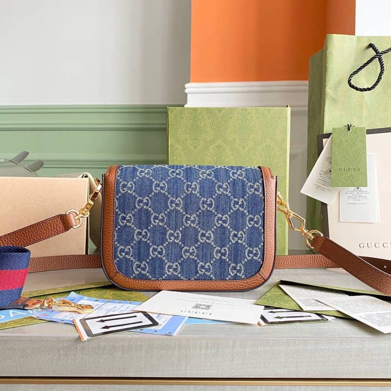 Gucci Horsebit 1955 Mini Bag Replica Blue 658574 - DEEPREPS