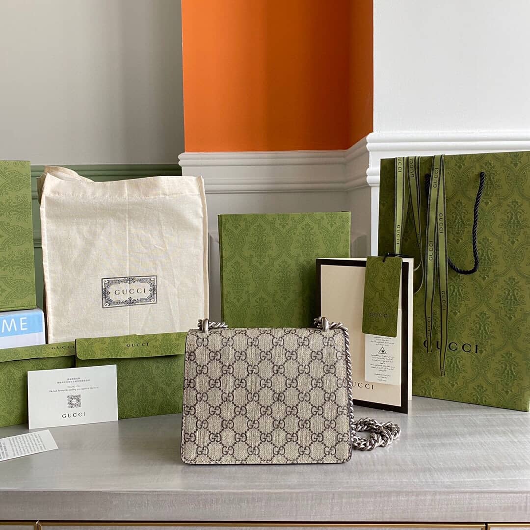 Gucci Dionysus Dupe GG Supreme Dionysus 2way Mini Chain Shoulder Bag Replica Brown 421970 - DEEPREPS