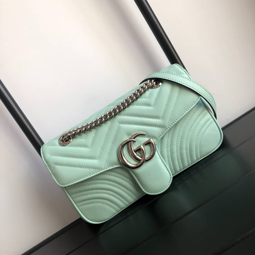 Gucci GG Marmont Matelasse Shoulder Bag Replica Green 443497 - DEEPREPS