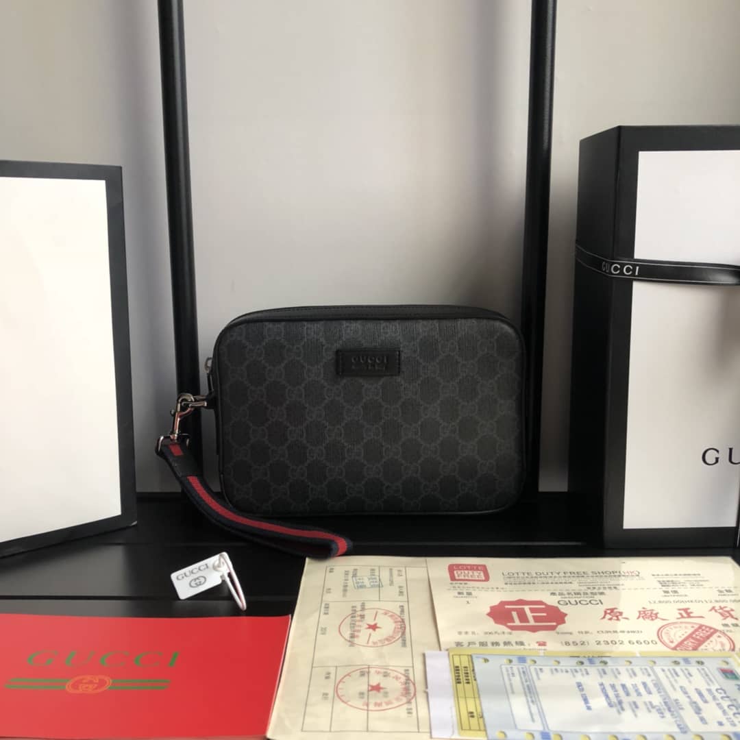 Gucci GG Supreme Wash Bag Replica Black 495562 - DEEPREPS