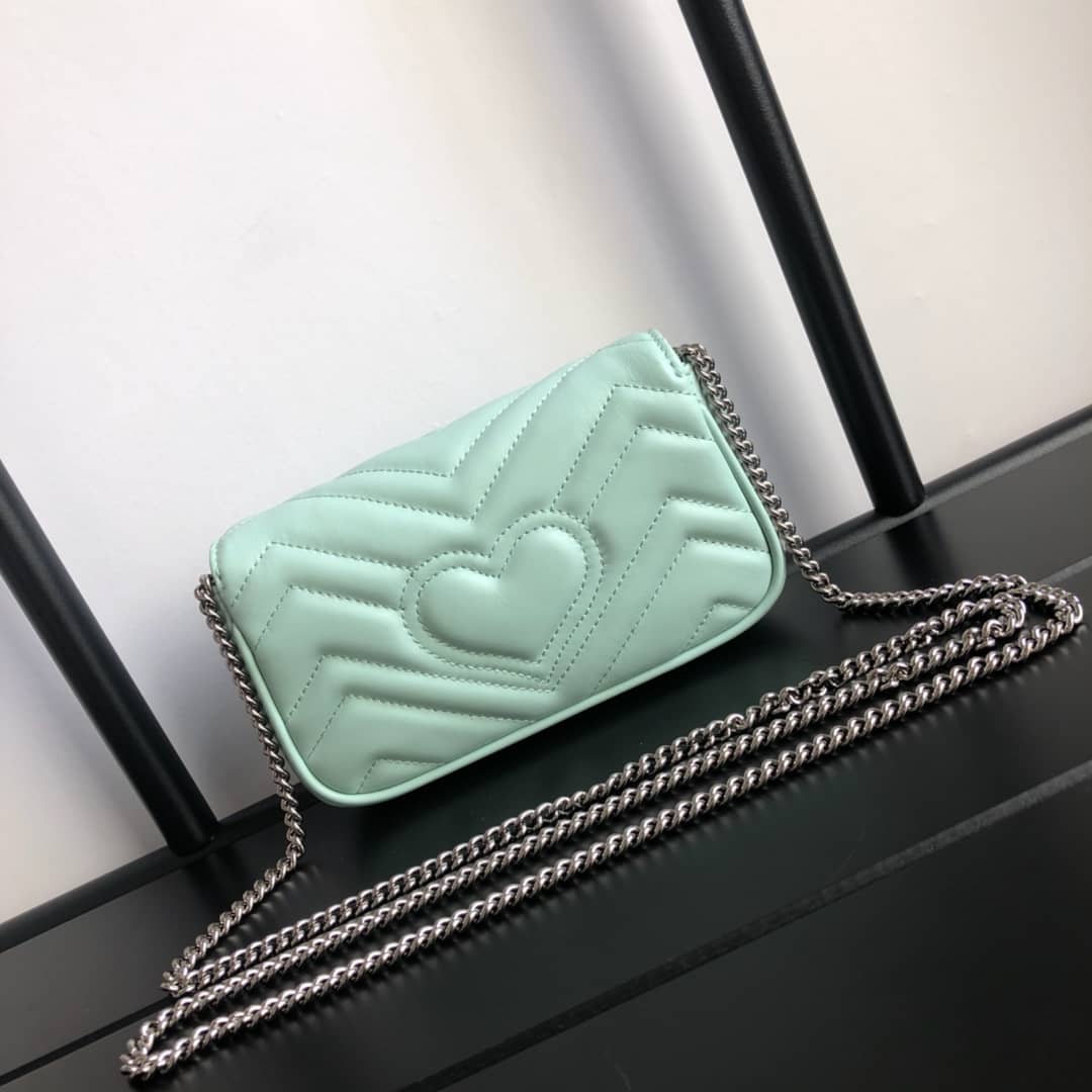 Gucci GG Marmont Matelasse Leather Mini Shoulder Bag Replica Green 476433 - DEEPREPS
