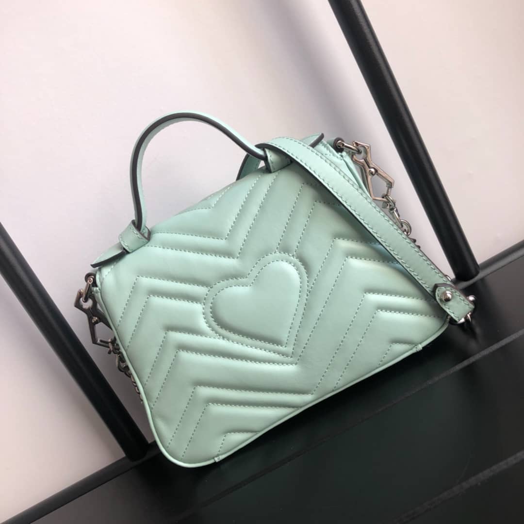 Gucci GG Marmont Mini Leather Top Handle Bag Replica Green 547260 - DEEPREPS
