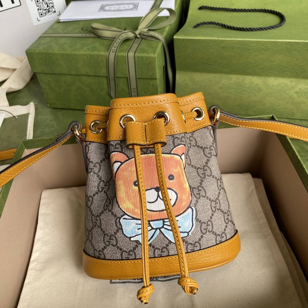 Gucci Ophidia Logo GG Leather Bucket Bag Replica 660304 - DEEPREPS