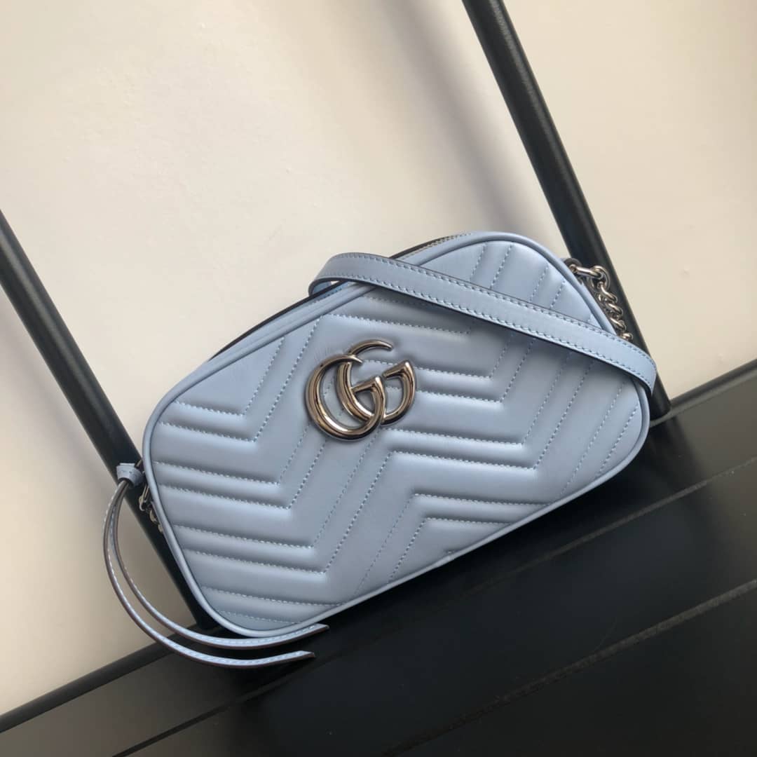 Gucci GG Marmont Small Shoulder Handbag Camera Bag Replica Blue 447632 - DEEPREPS