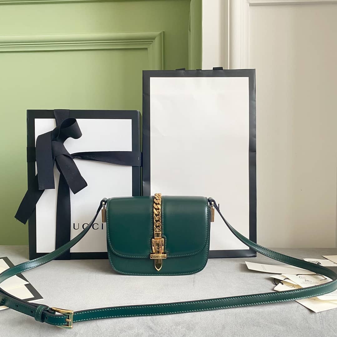Gucci Ladies Mini Sylvie Shoulder Bag Replica Green 615965 - DEEPREPS