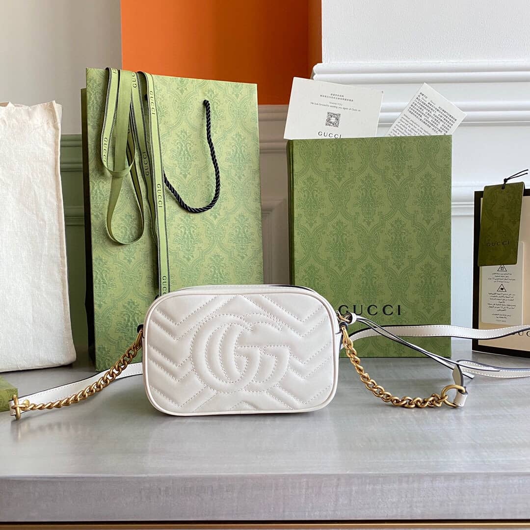 Gucci GG Marmont Matelassé Mini Bag Replica White 448065 - DEEPREPS