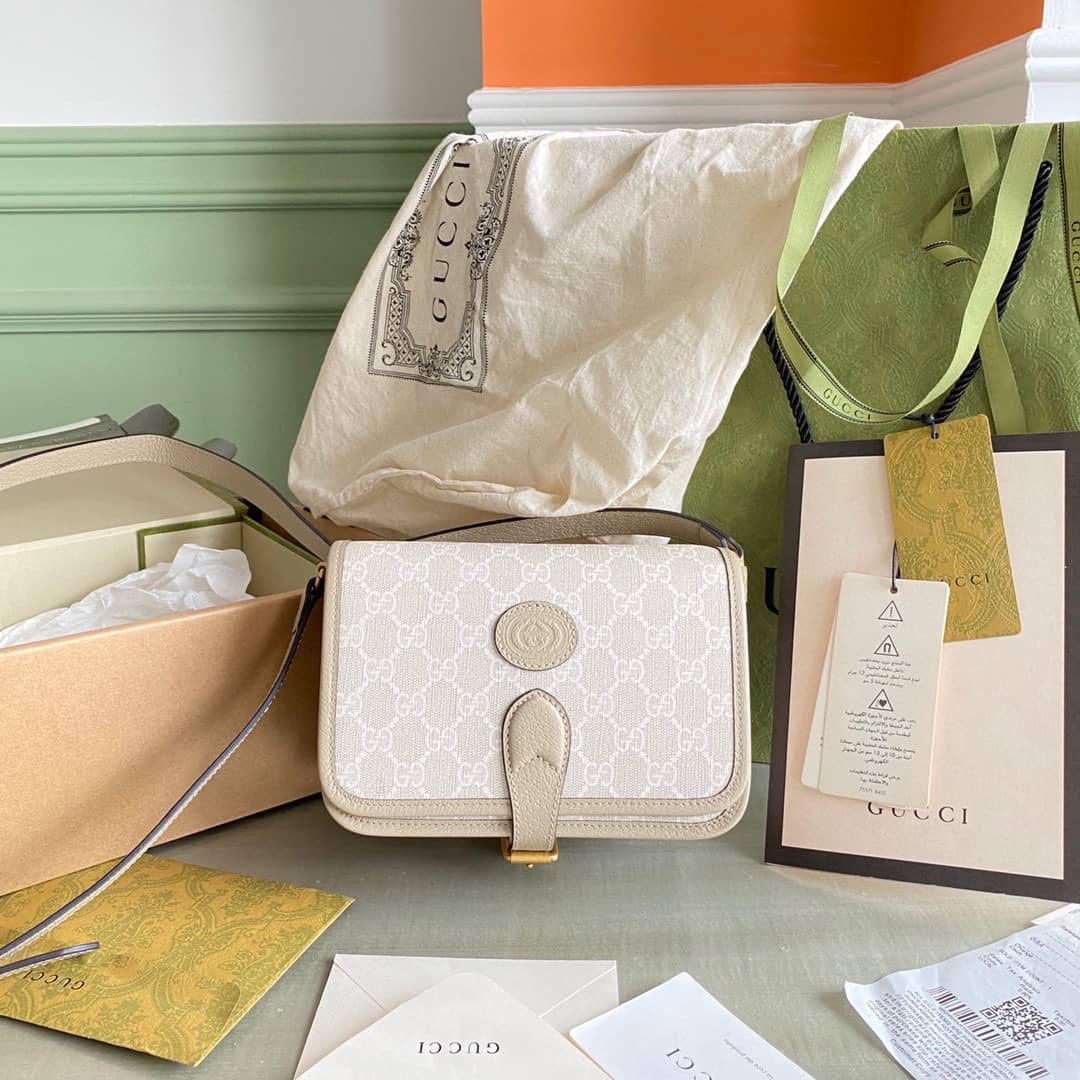 Gucci Mini Shoulder Bag With Interlocking G White 671620 Replica - DEEPREPS