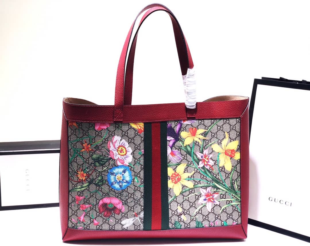 Gucci Ophidia Web Soft GG Supreme Replica Tote Red 547947 - DEEPREPS