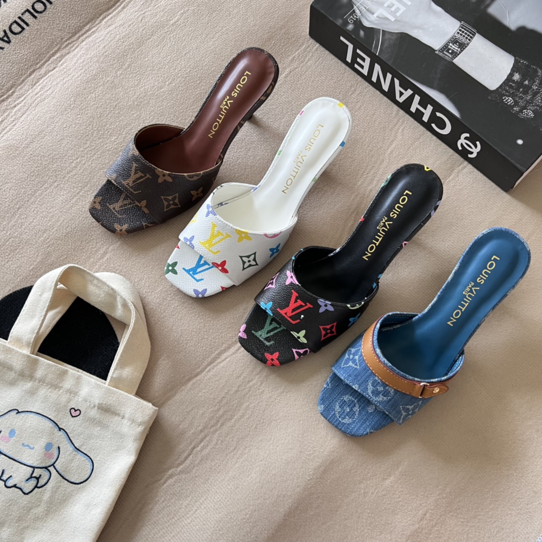 Louis Vuitton denim stiletto sandals - DEEPREPS