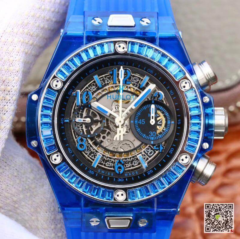 Replica Hublot Big Bang Unico 411.JX.4802.RT Men Watches 1:1 Best Edition Blue Rubber Strap - DEEPREPS