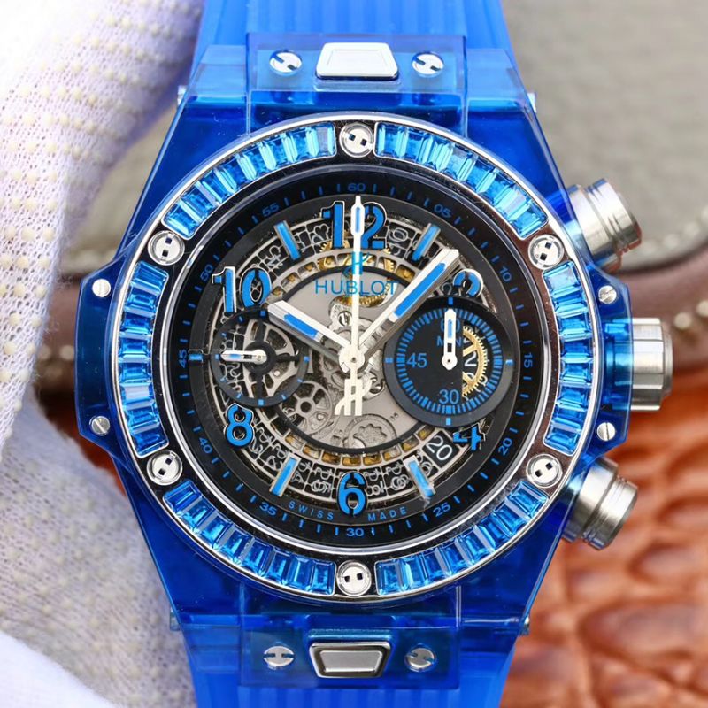 Replica Hublot Big Bang Unico 411.JX.4802.RT Men Watches 1:1 Best Edition Blue Rubber Strap - DEEPREPS