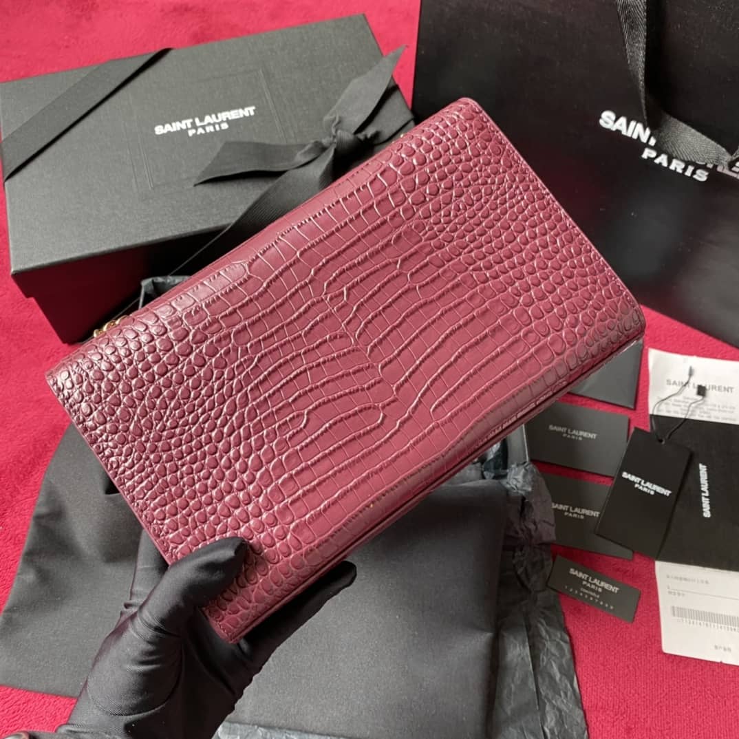 YSL Monogram Kate Tassel Embossed Crocodile Shiny Leather Cohotbag - DEEPREPS