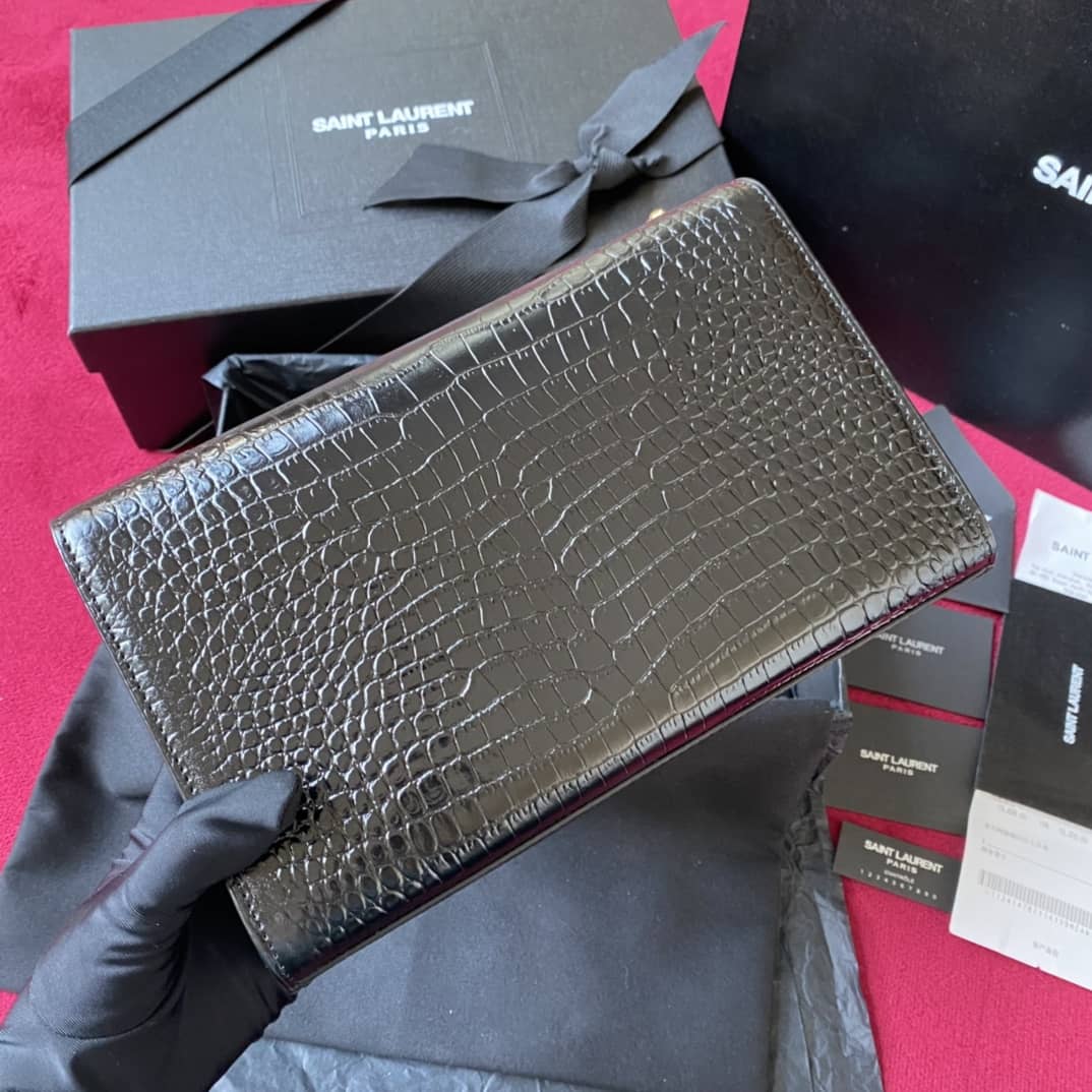 YSL Monogram Kate Tassel Embossed Crocodile Shiny Leather Cohotbag - DEEPREPS