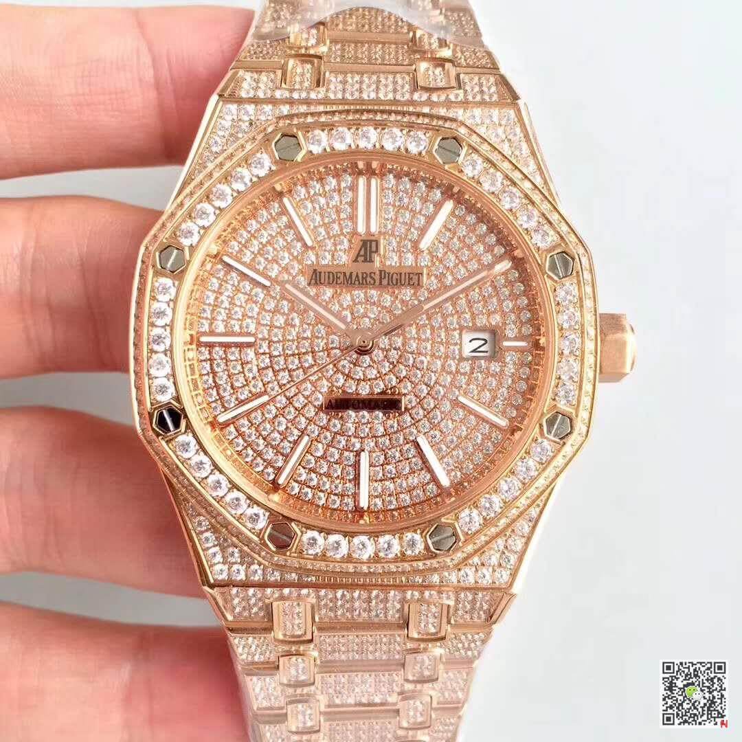 Replica Audemars Piguet Royal Oak 1:1 Best Edition Full Diamond Stainless Steel Bracelet - DEEPREPS