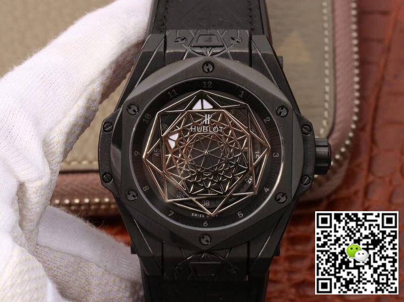 Replica Hublot Big Bang Sang Bleu 415.CX.1114.VR.MXM17 1:1 Best Edition Leather Fronted Rubber Strap - DEEPREPS