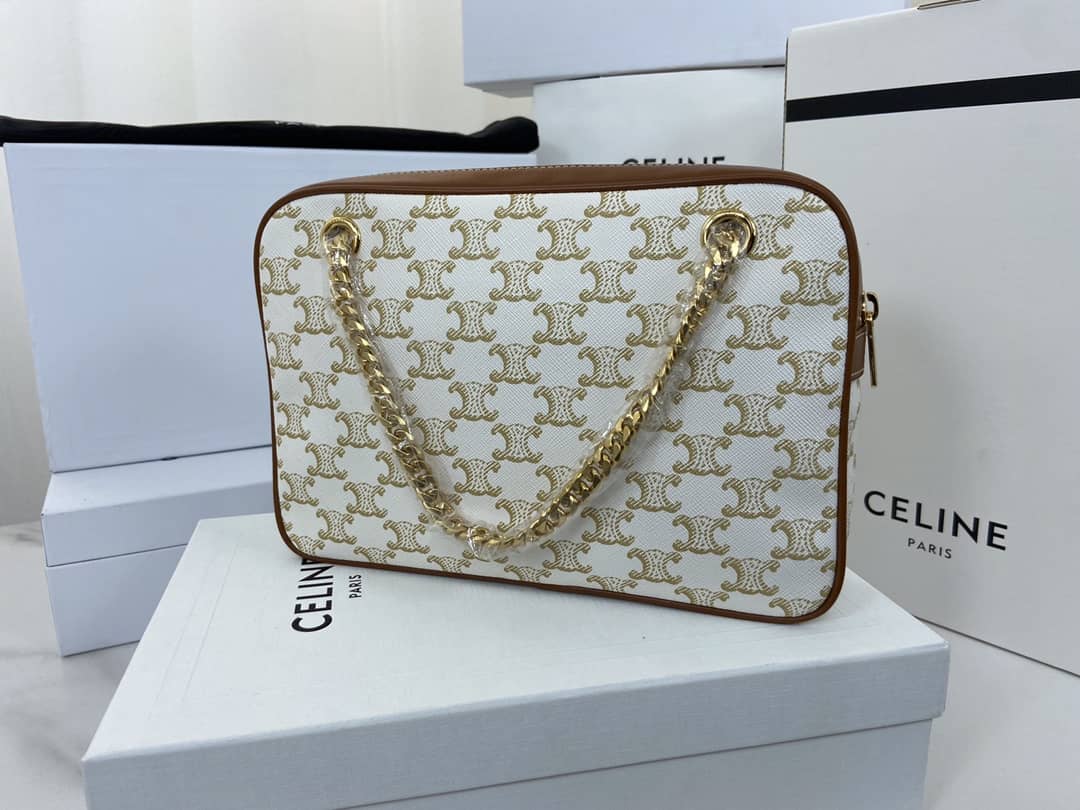 Celine Bag Dupe Triomphe Canvas Calfskin Small Patapans Bag - DEEPREPS