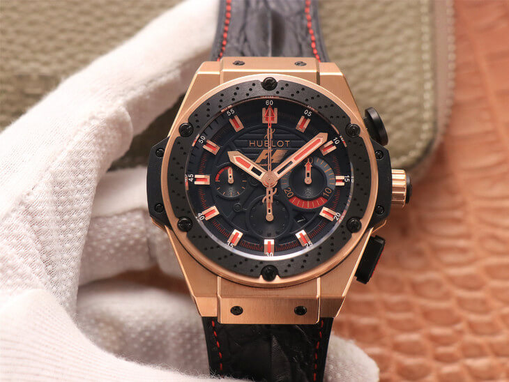 Hublot Replica King Power Ferrari F1 1:1 Best Edition Black Dial Rose Gold - DEEPREPS